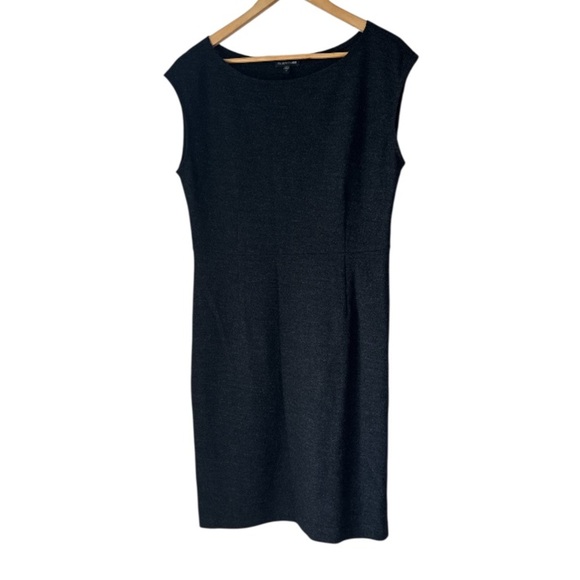 Eileen Fisher dress charcoal gray Black Midi wool sleeveless medium - Picture 1 of 3